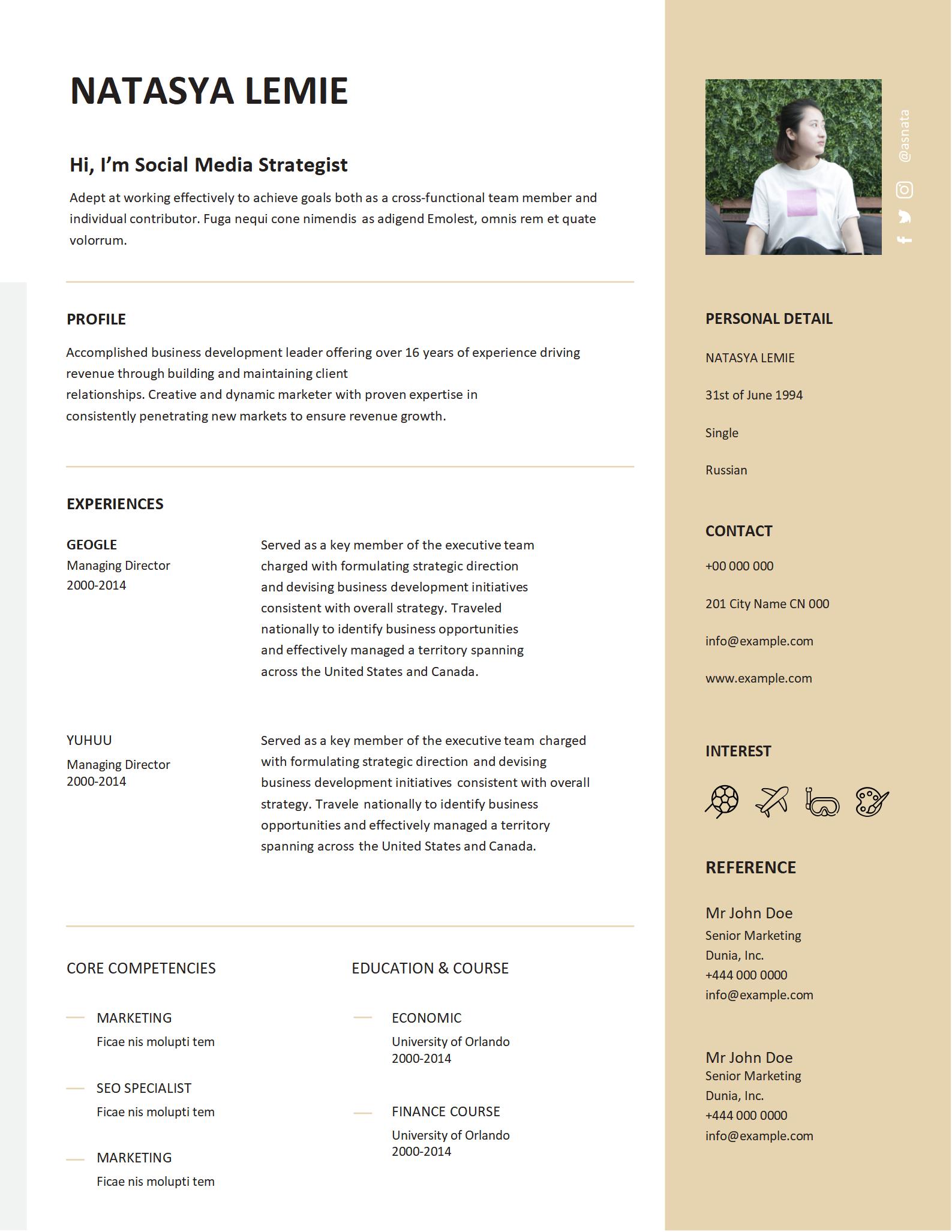 目标明确的英文简历模板