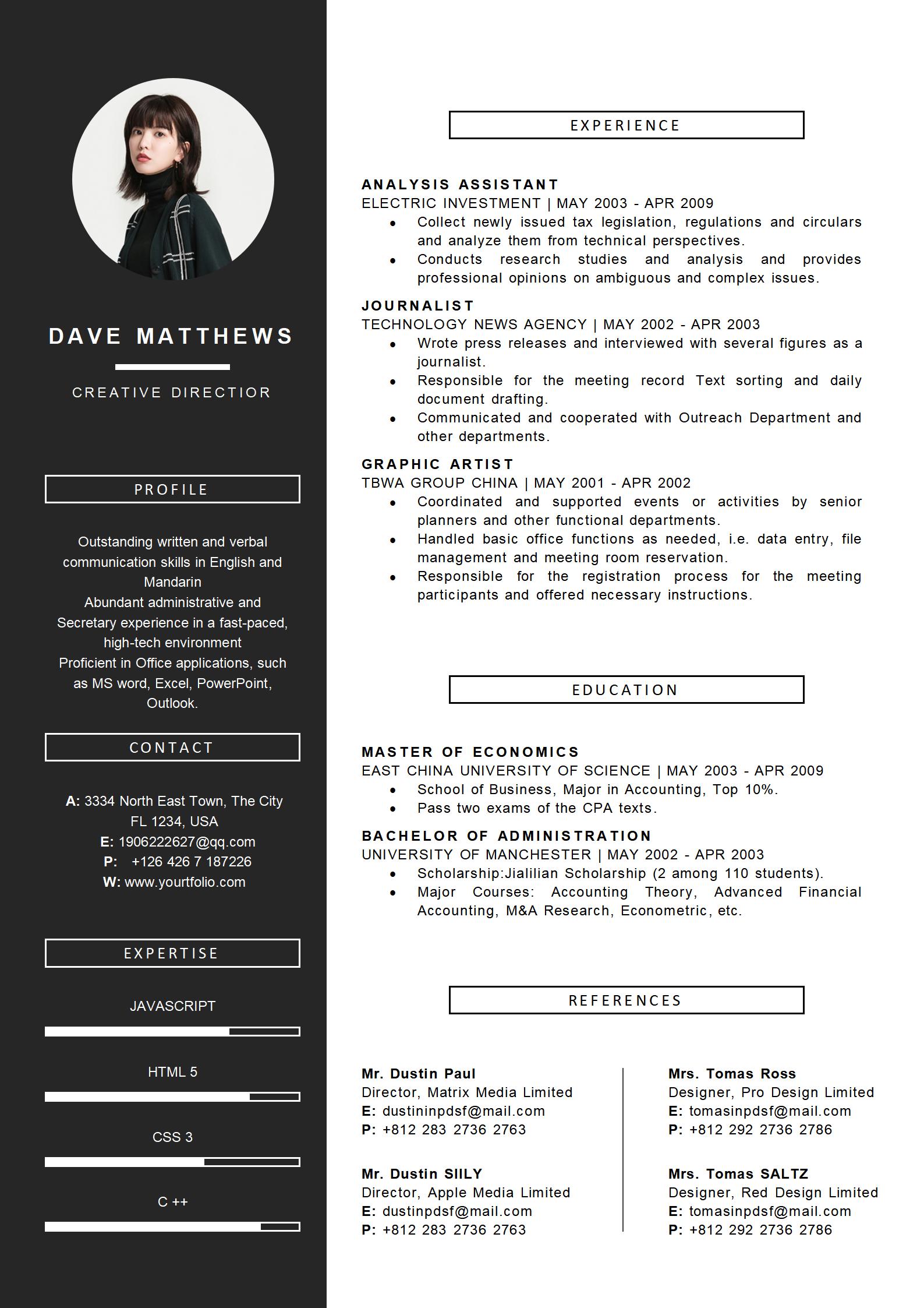 求职者最爱的英文简历模板